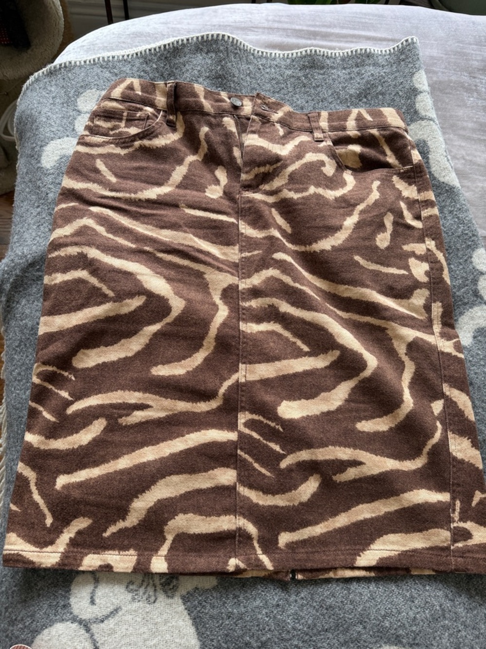 Ralph Lauren Brown and Cream Zebra-Print Pencil Skirt